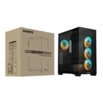 GIGABYTE C500 PANORAMIC STEALTH Mid Tower
  case in Black with RGB support vertical GPU mount USB C cooling options 360mm
  radiators - Image 2