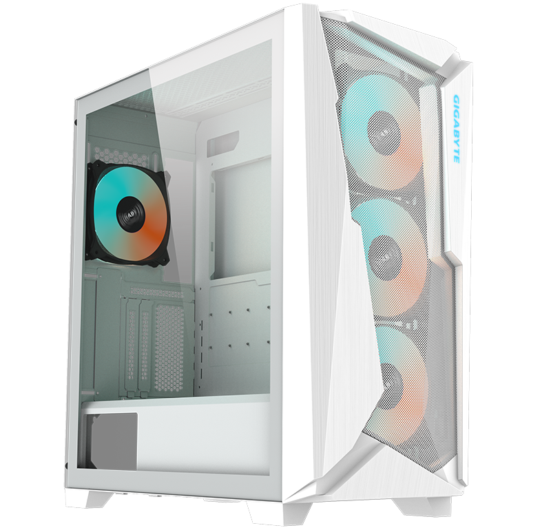 kfimg (1) GIGABYTE C301 Glass White White Mid Tower
PC Gaming Case Tempered Glass USB Type C 4X ARBG Fans Included (GB C301GW) - Image 1
