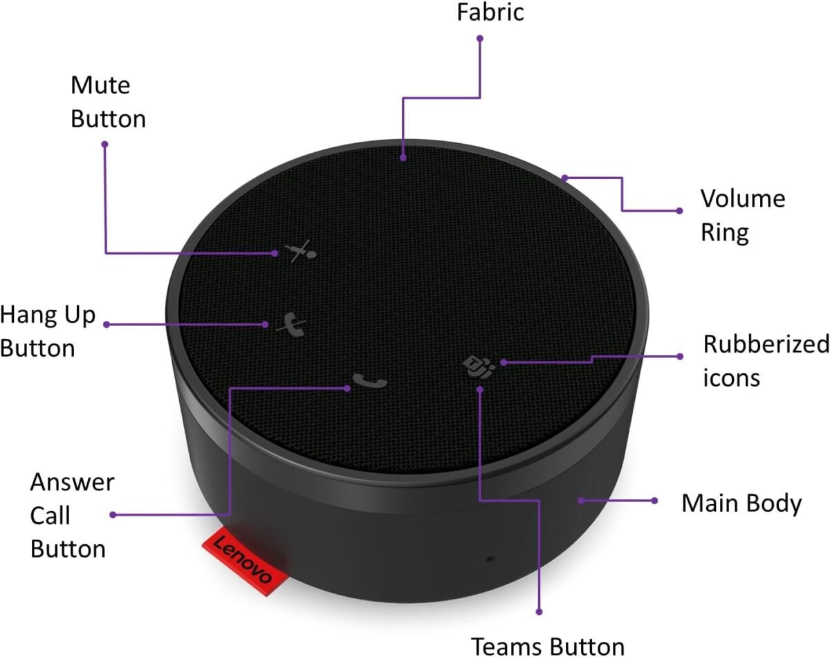Lenovo Go Wired Speakerphone  , Microsoft  TEAMS certified , Omni-directional 2 mics , USB-C . - Image 4