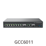 Grandstream GCC6011 All-in-one
  convergence device: VPN Router, NGFW, Switch and IP PBX. 2x 2.5G SFP, 10x
  GbE, 3 fixed WAN, 4x PoE-Out, 2.5Gbps NAT routing, 160K NAT sessions, VPN
  1Gbps, IDS/IPS 900Mbps, PBX up to 200 SIP users or 24 concurrent calls (default
  12/4), cloud provisioning,  local AP
  controller, 48V/1A PSU