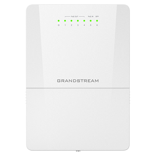 GWN7710R_1 Grandstream GWN7710R Layer 2
Lite Cloud Managed Switch, 1x 2.5G SFP, 5x GbE, 4x PoE/PoE+ or Passive PoE,
max 100W total budget, 6KV surge protection, -40°+60° operating temperature,
IP66, plastic case, 1x PoE++ or +12VDC—57VDC power input - Image 1
