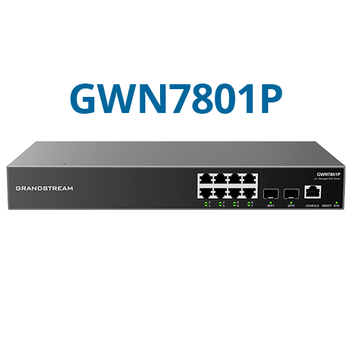 GWN7800 Series Website Pic 2 Grandstream GWN7801 Layer 2+
Managed Network Switch, 8x GbE RJ45, 2x SFP, fan-less, Internal PSU - Image 1