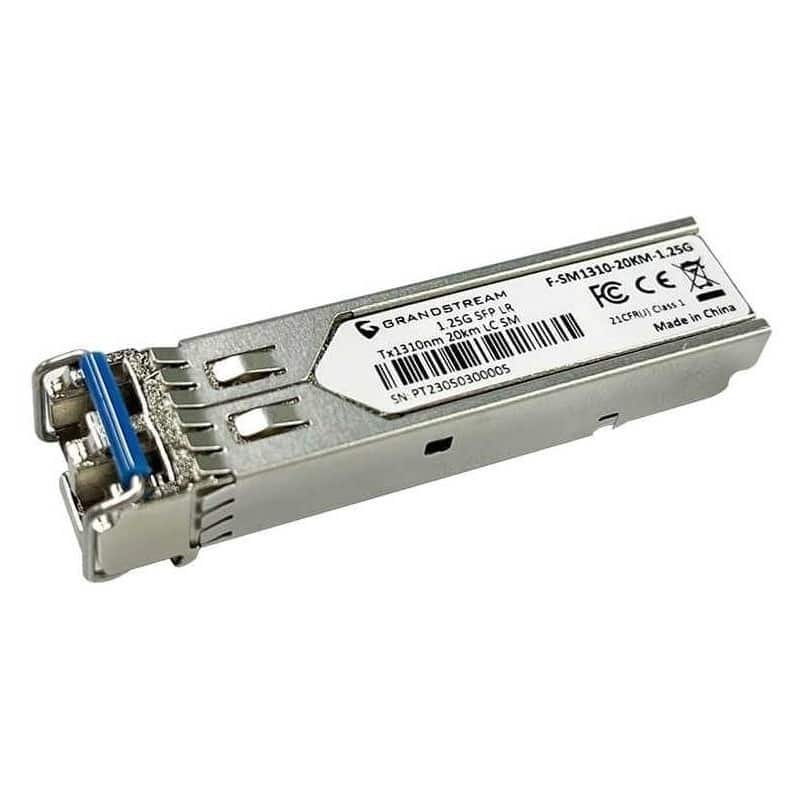 Grandstream-F-SM1310-20KM-1.25G-fiber-module-eg-tech Grandstream
F-SM1310-20KM-1.25G SFP Fiber Module (Single-Mode, 1310nm Wave-Length,
20-Kilometer, 1.25Gbps) - Image 1
