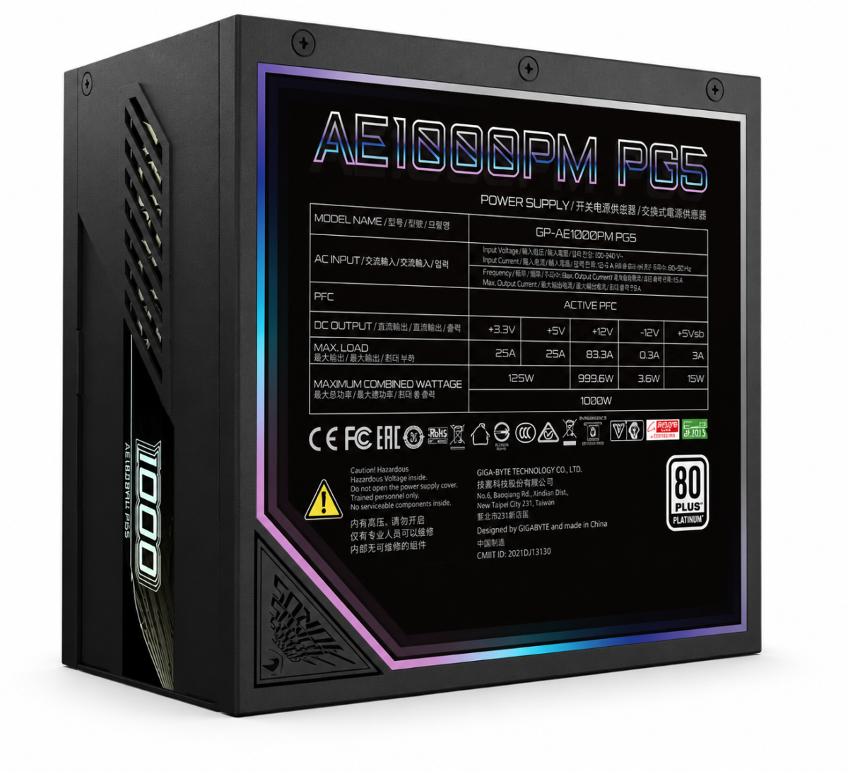 GIGABYTE AORUS  ELITE P1000W 80+ Platinum Modular PCIe 5.0 Power Supply - Image 3