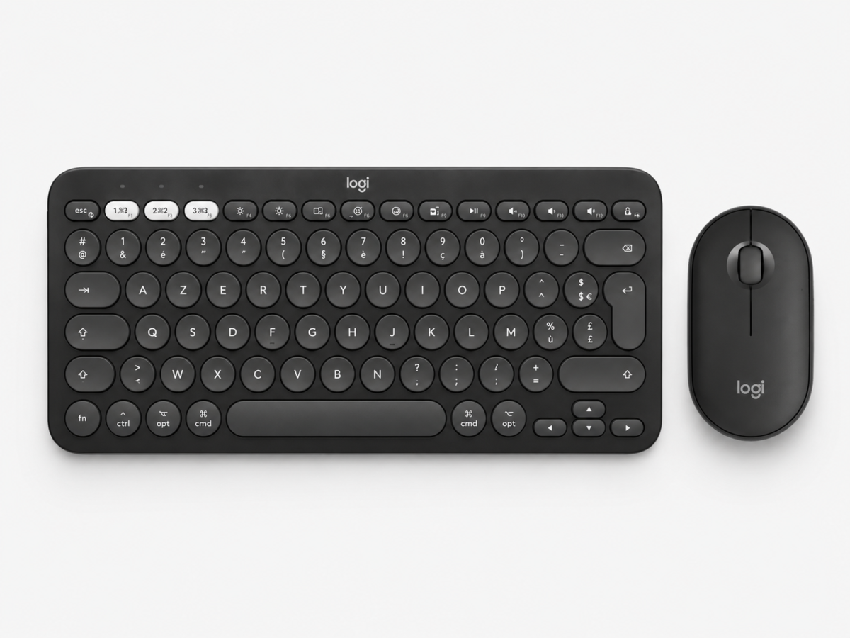 ⁦طقم Logitech Pebble 2 للماك كيبورد وماوس بلوتوث لاسلكي (رمادي غامق)⁩ - الصورة ⁦2⁩