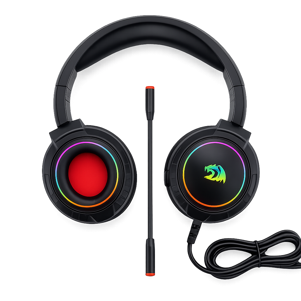 2557d336-036b-4d08-a9c1-0819c1c77364 سماعة Redragon H270 – سماعة ألعاب RGB بميكروفون، سلكية، متعددة المنصات (أسود) - الصورة 1