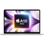 MacBook Neo A18 Pro, 6-core CPU 5-core GPU 16-core Neural Engine 8GB unified memory 256GB SSD storage